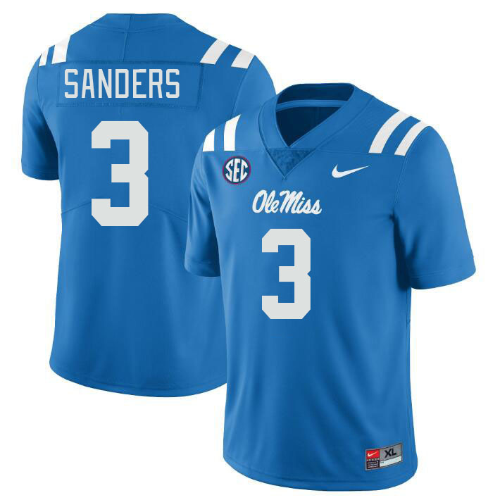 Men #3 Spencer Sanders Ole Miss Rebels College Football Jerseys Stitched Sale-Power Blue